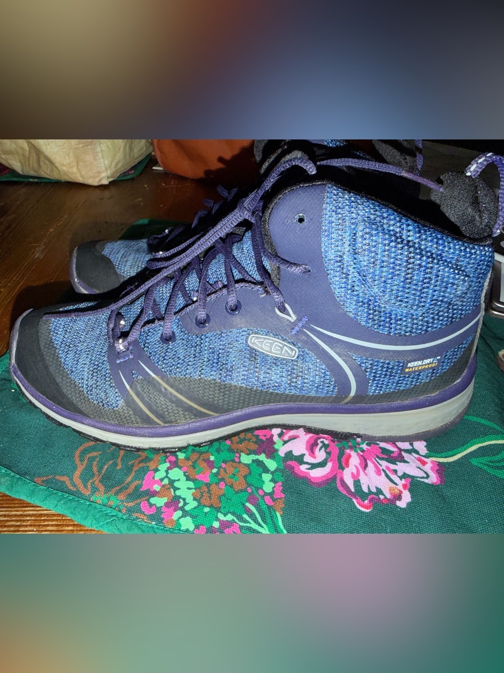KEEN Dry Waterproof Women’s Hiking Boots 7.5 Blue Purple Outdoor Trail Shoes